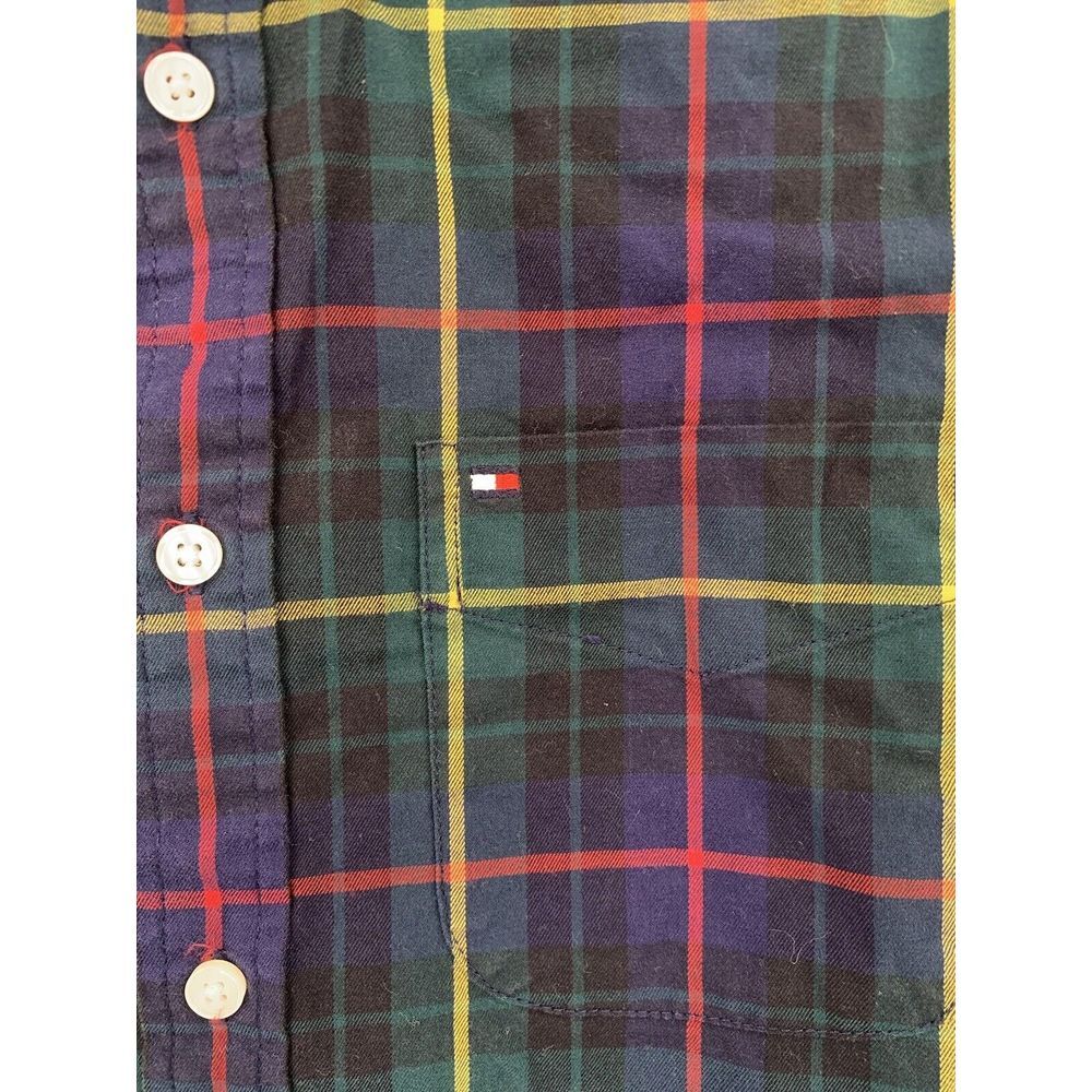 Tommy Hilfiger Navy Blue Plaid Long Sleeve Button Up Men's Shirt Size XS - Picture 5 of 9